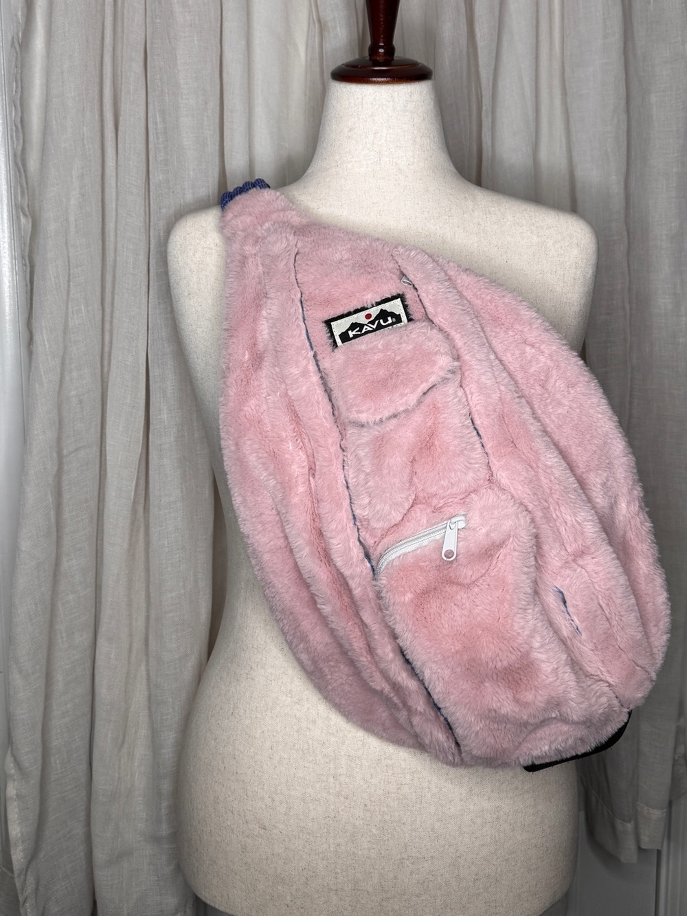 Kavu Rope Fuzz Pink Faux-Fur Crossbody Sling Bag